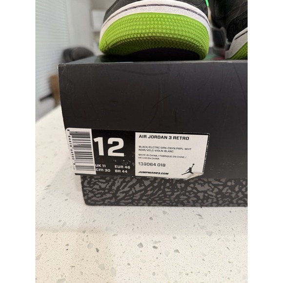 Nike Air Jordan 3 Retro Joker Men's Sz 12 EUC w/Box Missing Grn Laces 136064-018 - Picture 6 of 15